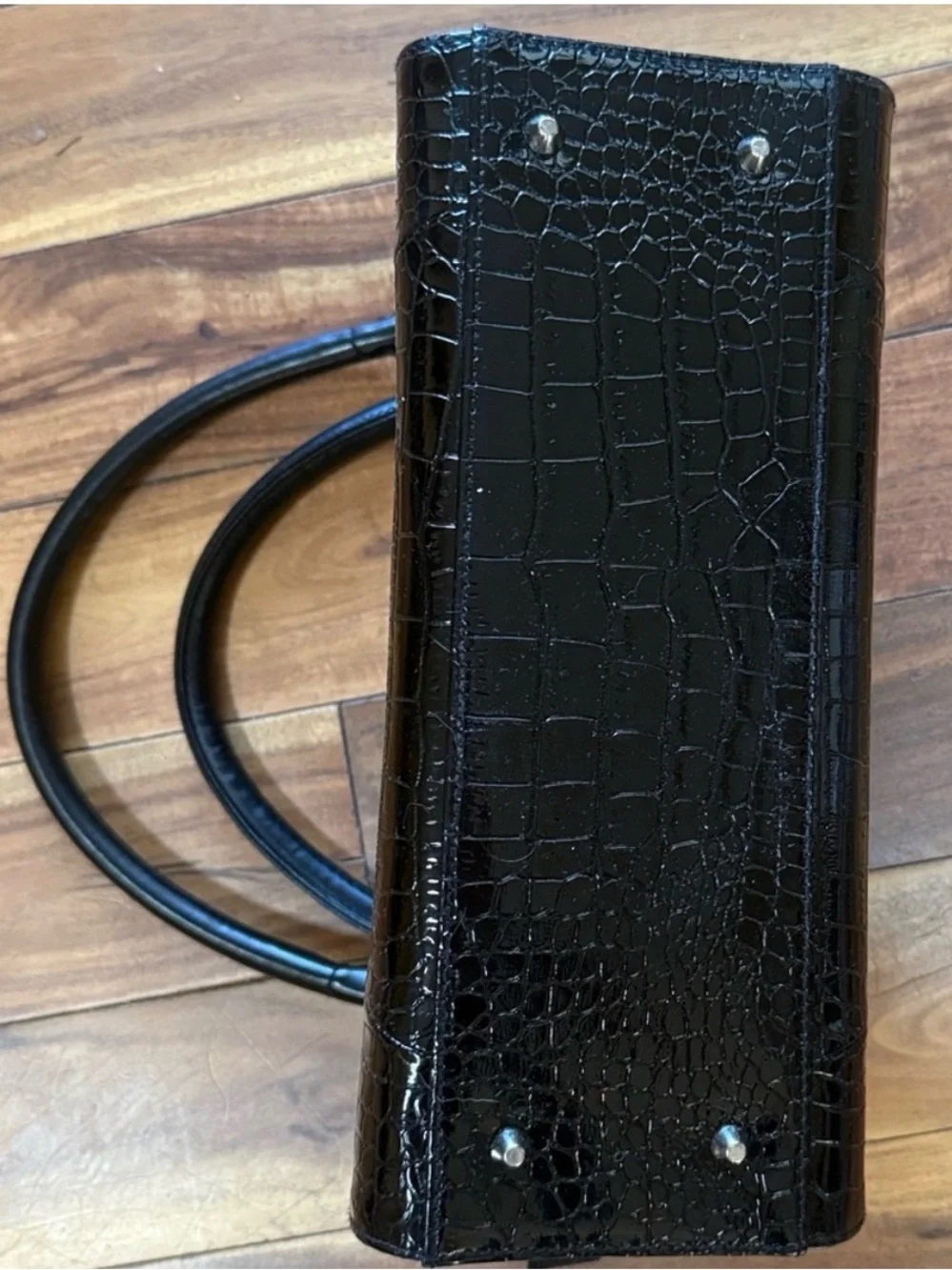 Miche Black Croc-Embossed Top-Handle Satchel